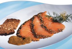 Gravad-Lachs Seite, vorgeschnitten